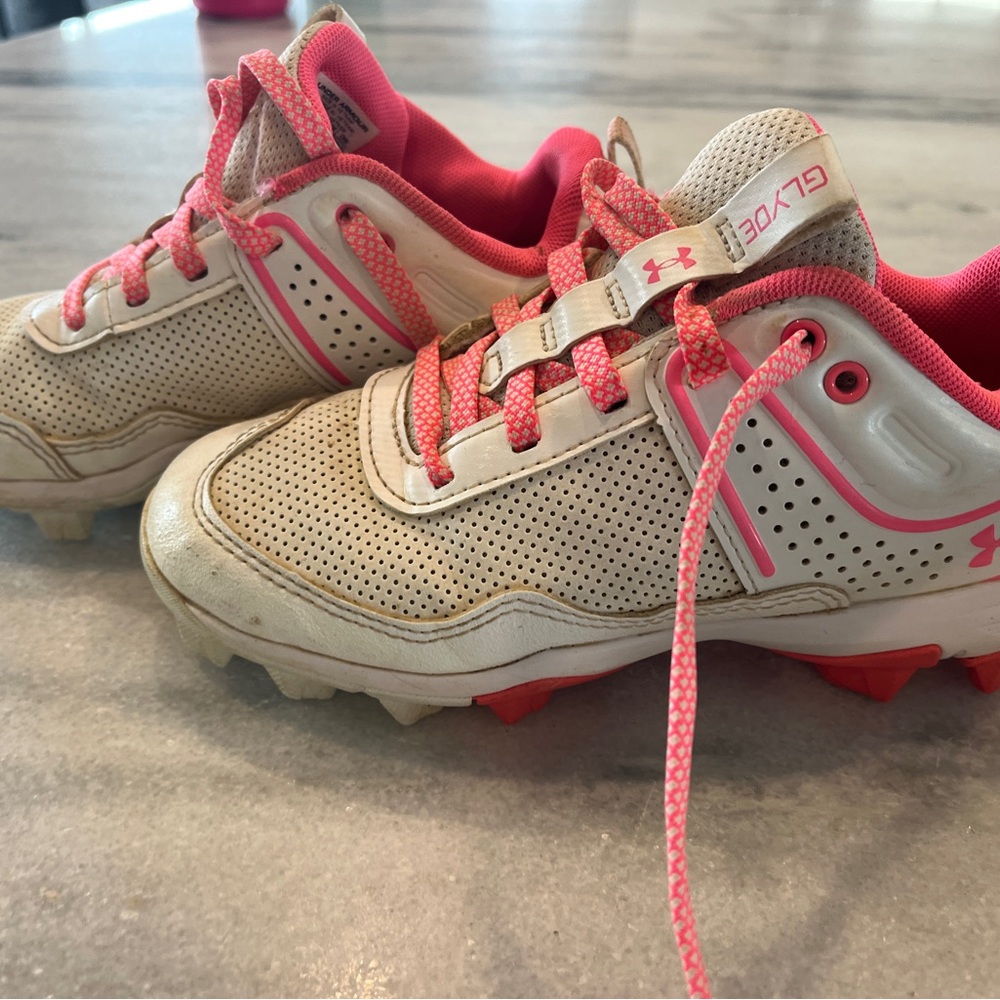 Under Armour Kids' Pink and White Cleats